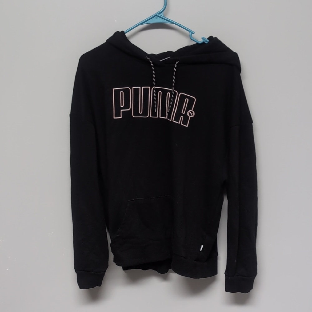 PUMA Women's Black Hoodie with Pink Accents